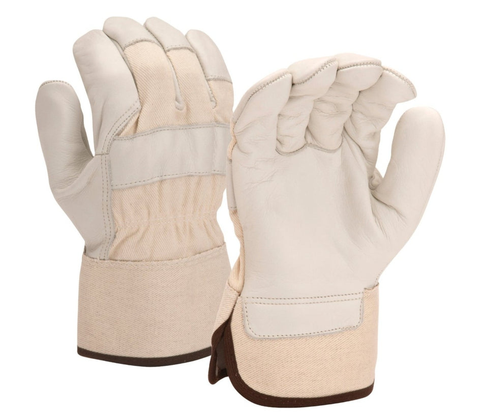 Grain Leather Palm Glove w/ Safety Cuff - 12 Pair