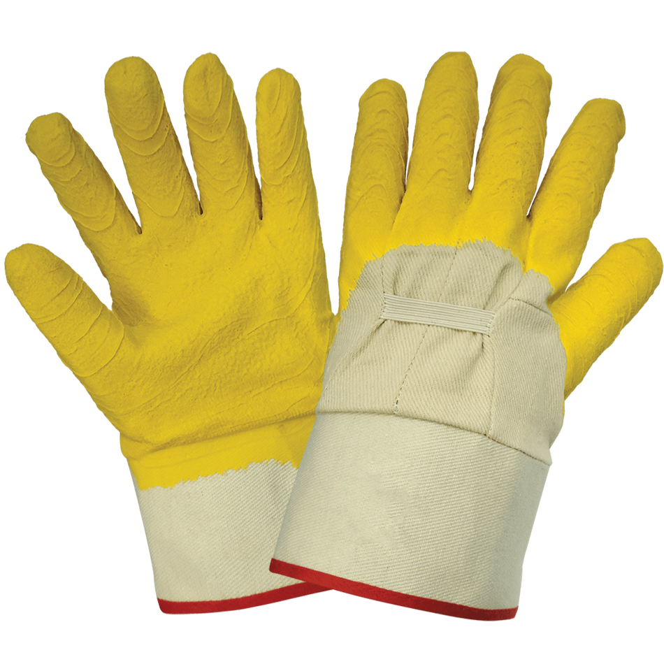 Wrinkle Finish 3/4 Rubber Coated Five-Piece Cotton Canvas Gloves - 12 pair