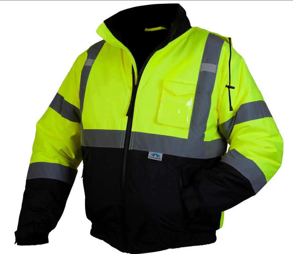 Pyramex RJ3210 Type R Class 3 Black Bottom Bomber Jacket - Quilted Built-In Liner